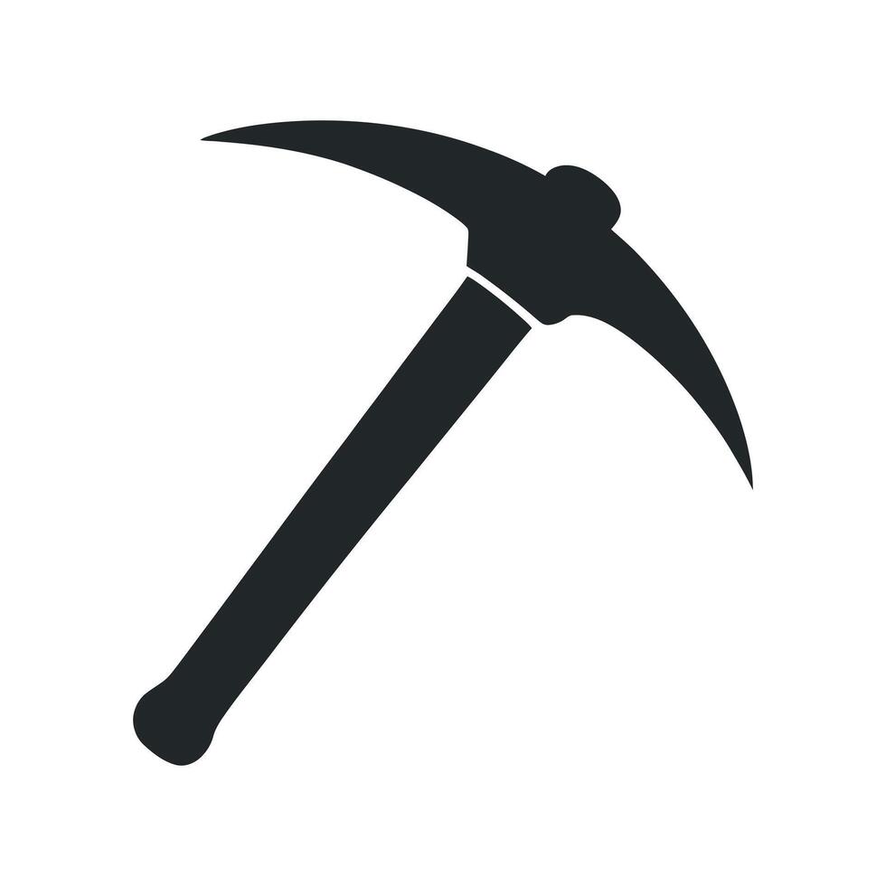Simple Graphic of a Pickaxe Tool for Mining Construction or Breaking Ground Shown in Dark Gray on a White Background vector