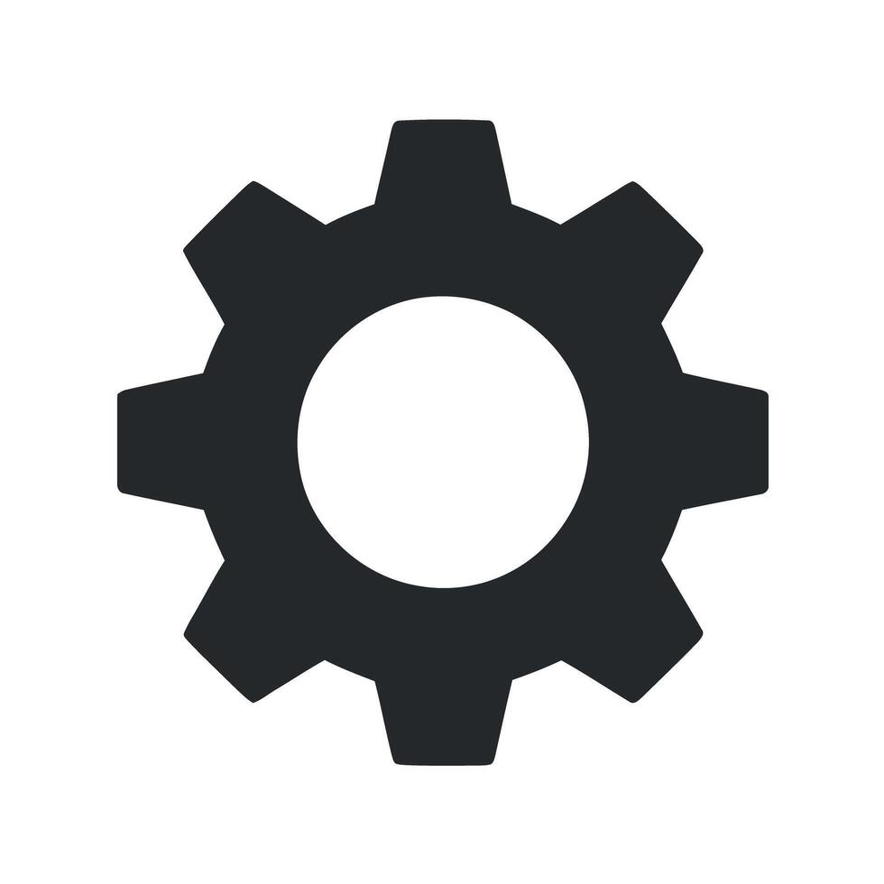 Simple Gear Icon in Dark Gray on White Background for Engineering Mechanical or Settings Applications and Designs vector