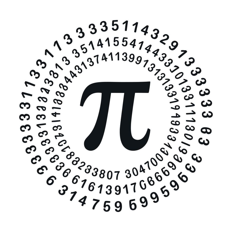 Pi Symbol Surrounded by Digits of Pi on White Background Mathematical Constant Irrational Number Transcendental Number vector