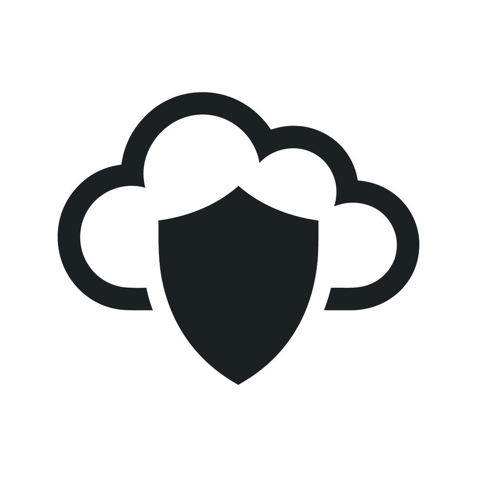 Cloud Security Icon Shield Protecting Cloud Data and Information Data Privacy and Protection Illustration Isolated vector