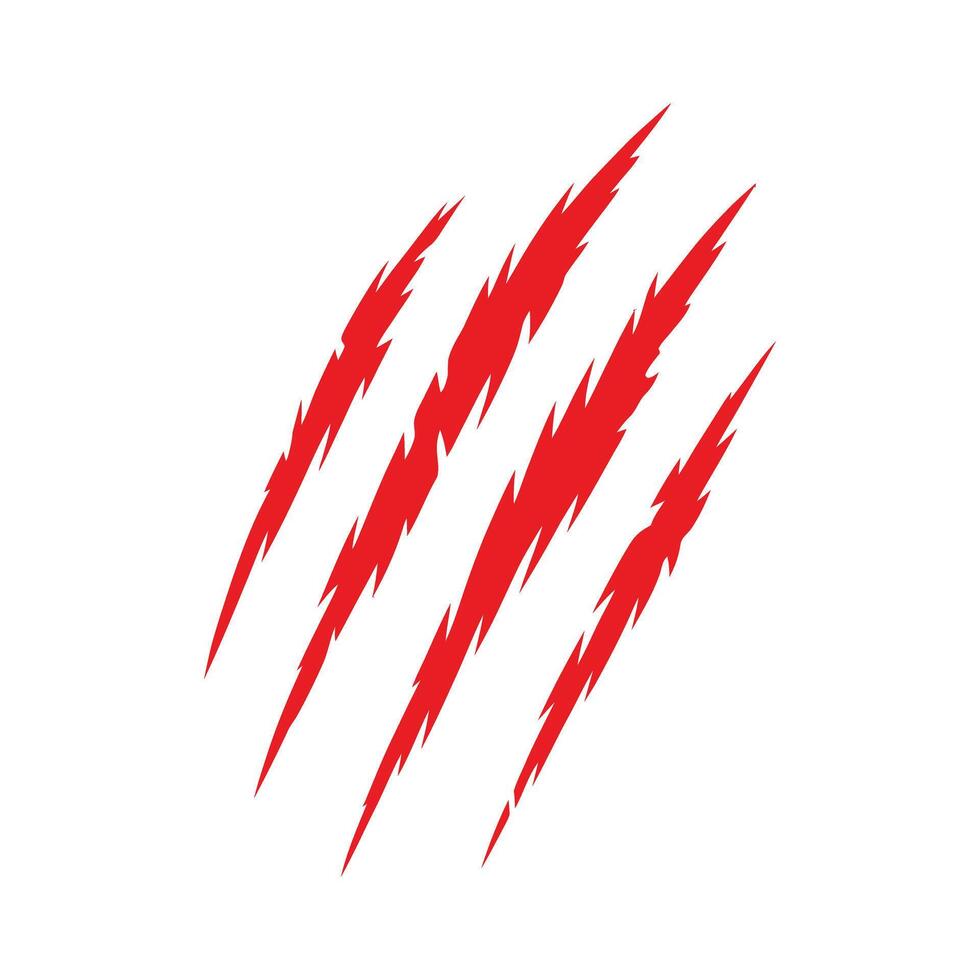 Red Claw Marks or Scratches on White Background Animal Attack or Monster Scratch Halloween Graphic Element Illustration vector
