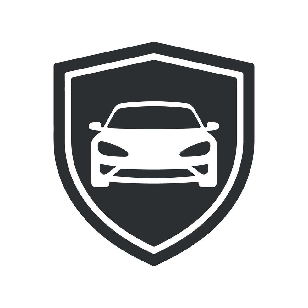 Car Security Shield Icon for Automotive Protection and Safety Representing Vehicle Insurance and Secure Transportation Solutions with a Modern Design vector