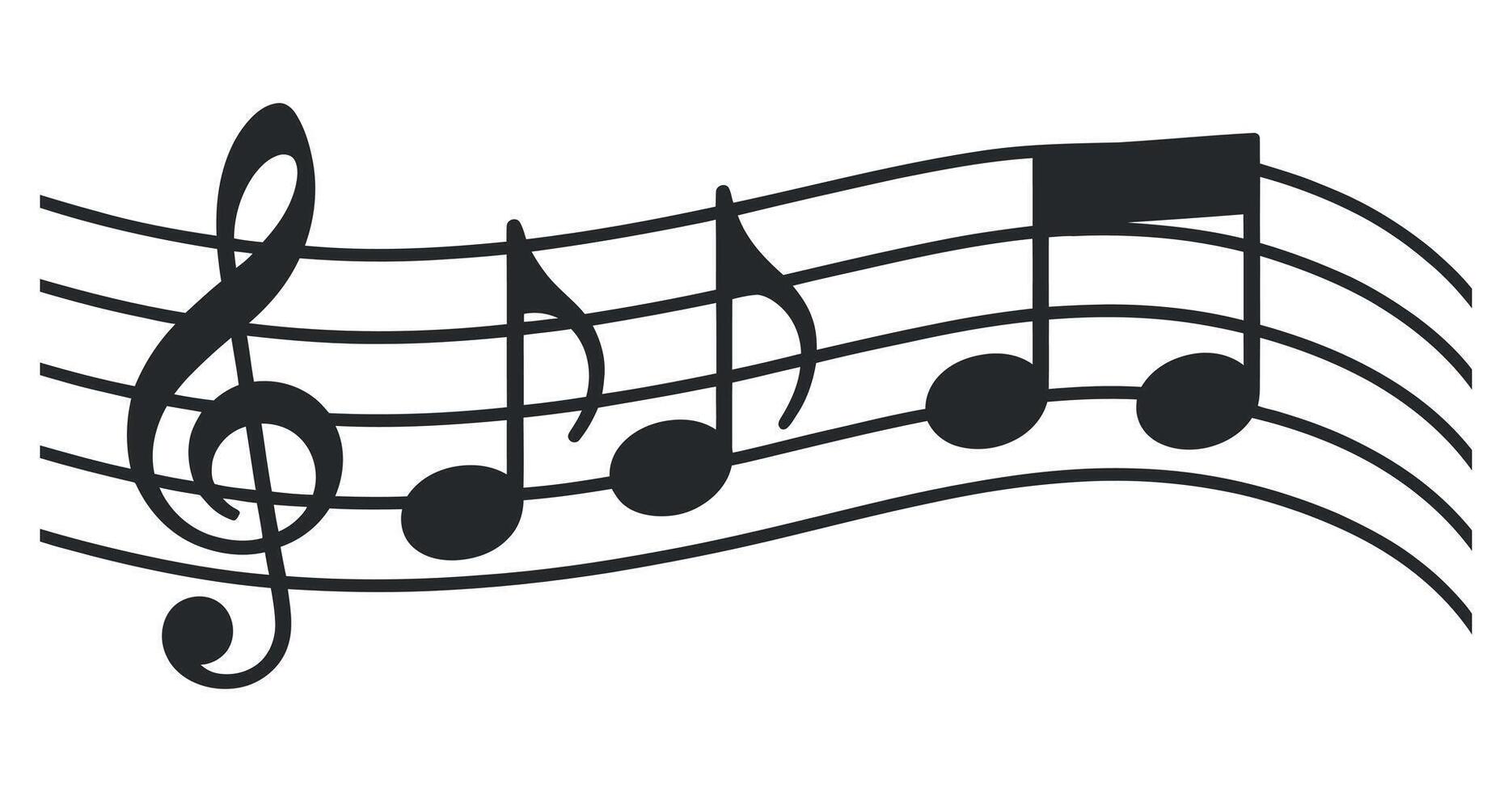 Black and White Musical Notes on Staff Lines Simple Illustration for Music Education or Creative Design Projects vector