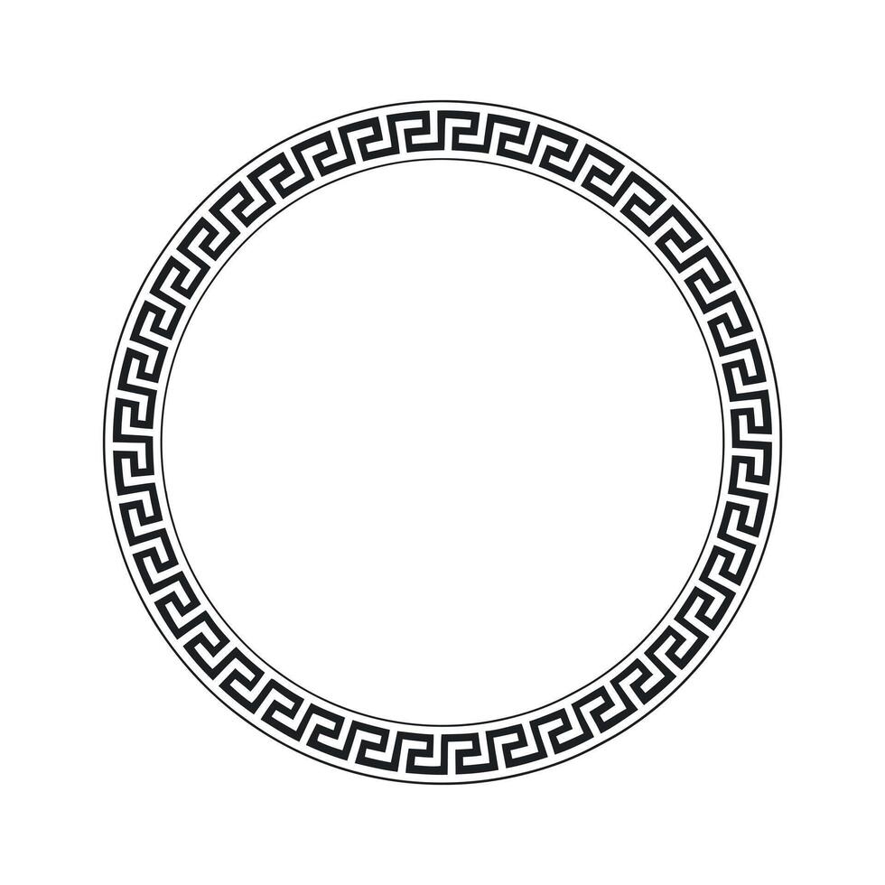 Elegant Circle Frame with Greek Key Pattern in Black and White Classic Decorative Border for Design Projects and Invitations vector