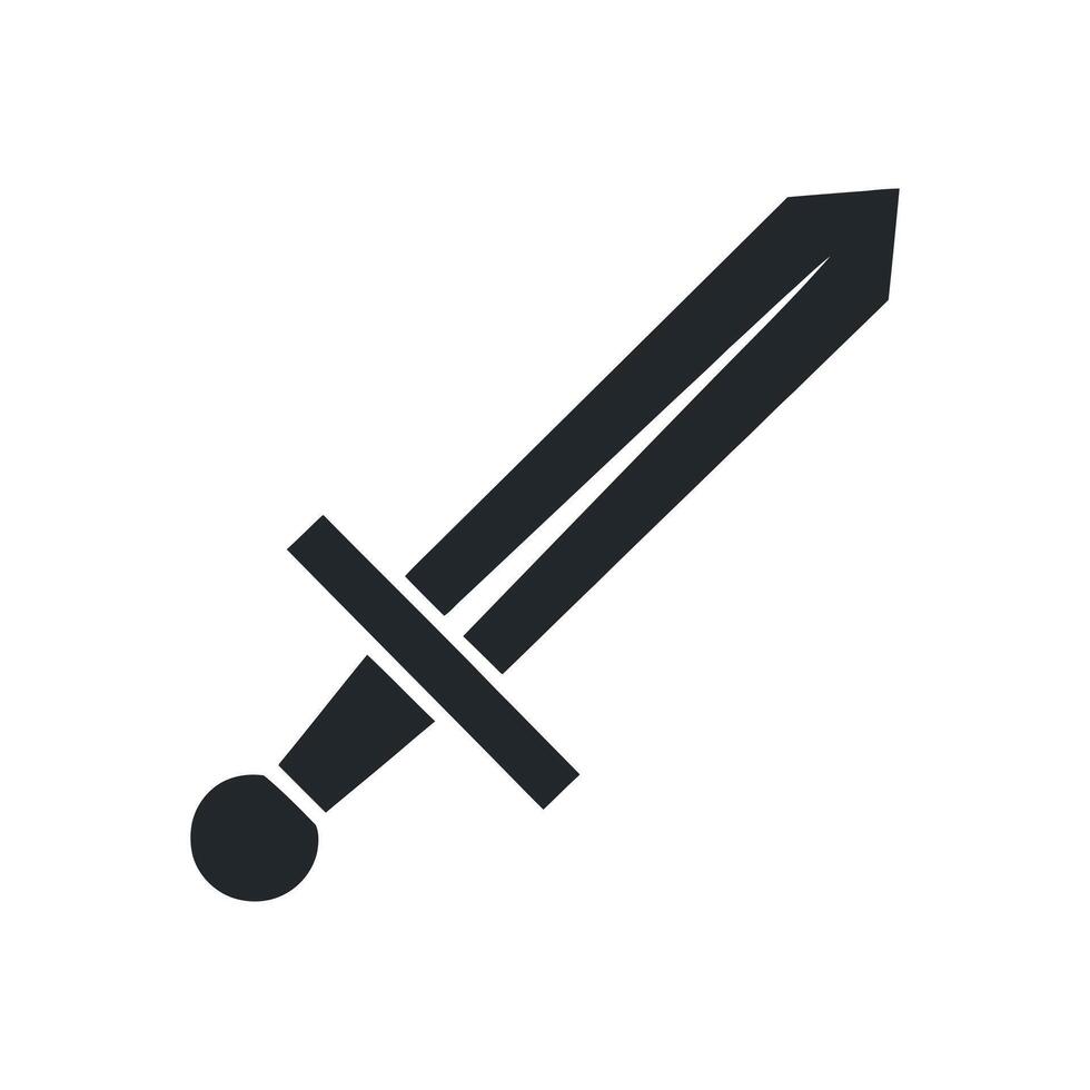 Simple Black Silhouette of a Medieval Sword on a White Background Representing Weaponry History Fantasy and Game Design Elements vector