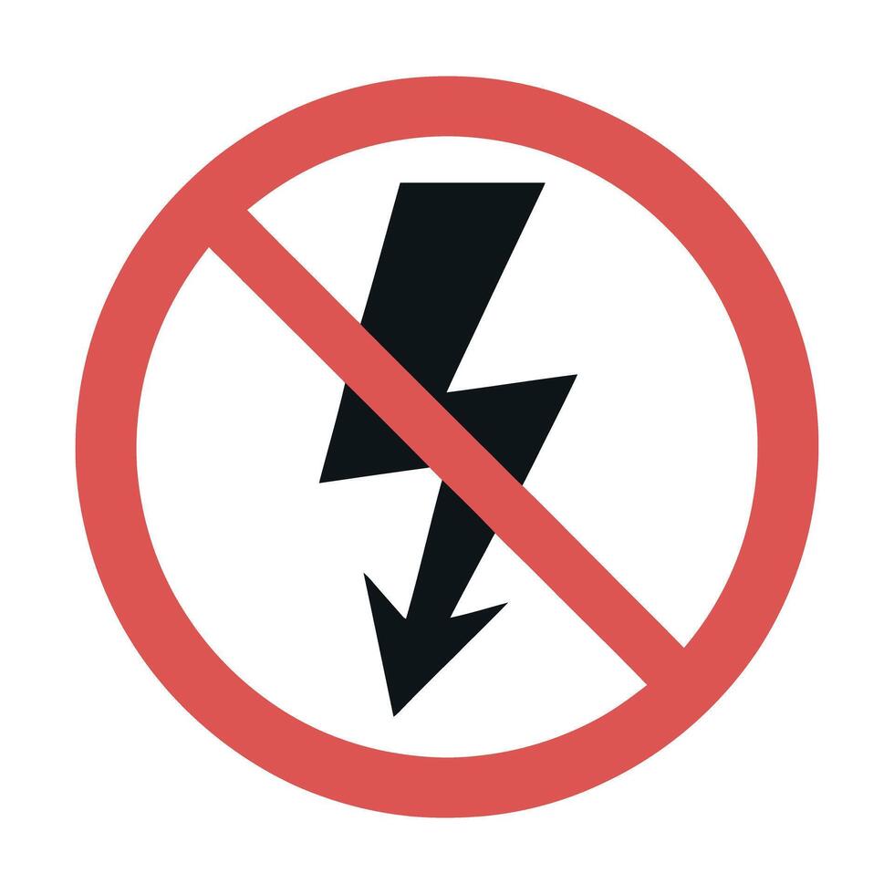 No High Voltage Sign with a Red Circle and Line Indicating Danger and Safety Regulations on a White Background vector