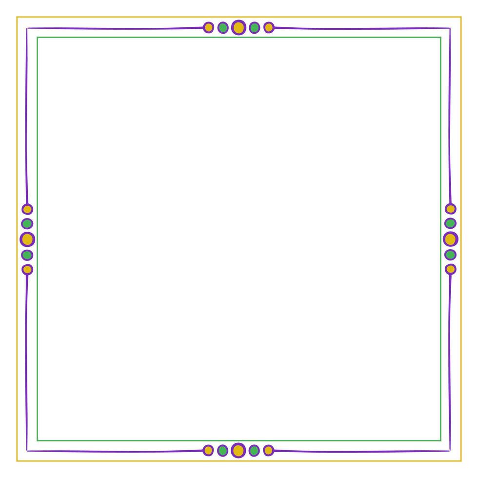 Elegant Square Frame with Green Purple and Yellow Lines and Circles vector