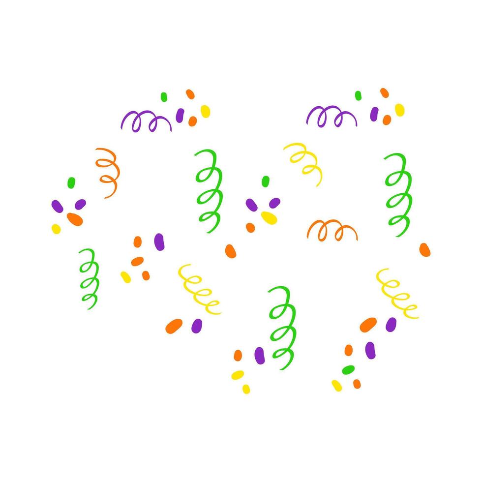 Festive Mardi Gras Confetti and Streamers for Party Celebrations vector