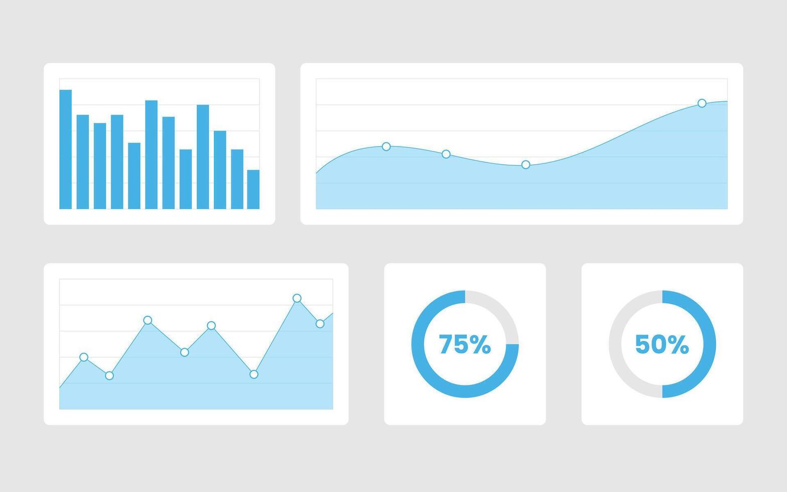 Graphs and Charts Analytic Dashboard Data Visualization Template Design. vector