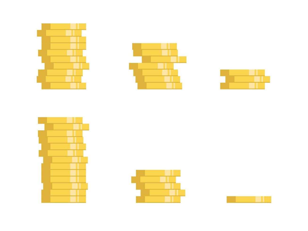 Golden coins stack set. Symbol of gold and wealth. illustration on isolated background. vector