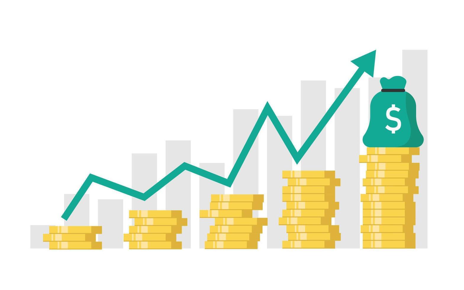 Financial investment chart growth background. vector
