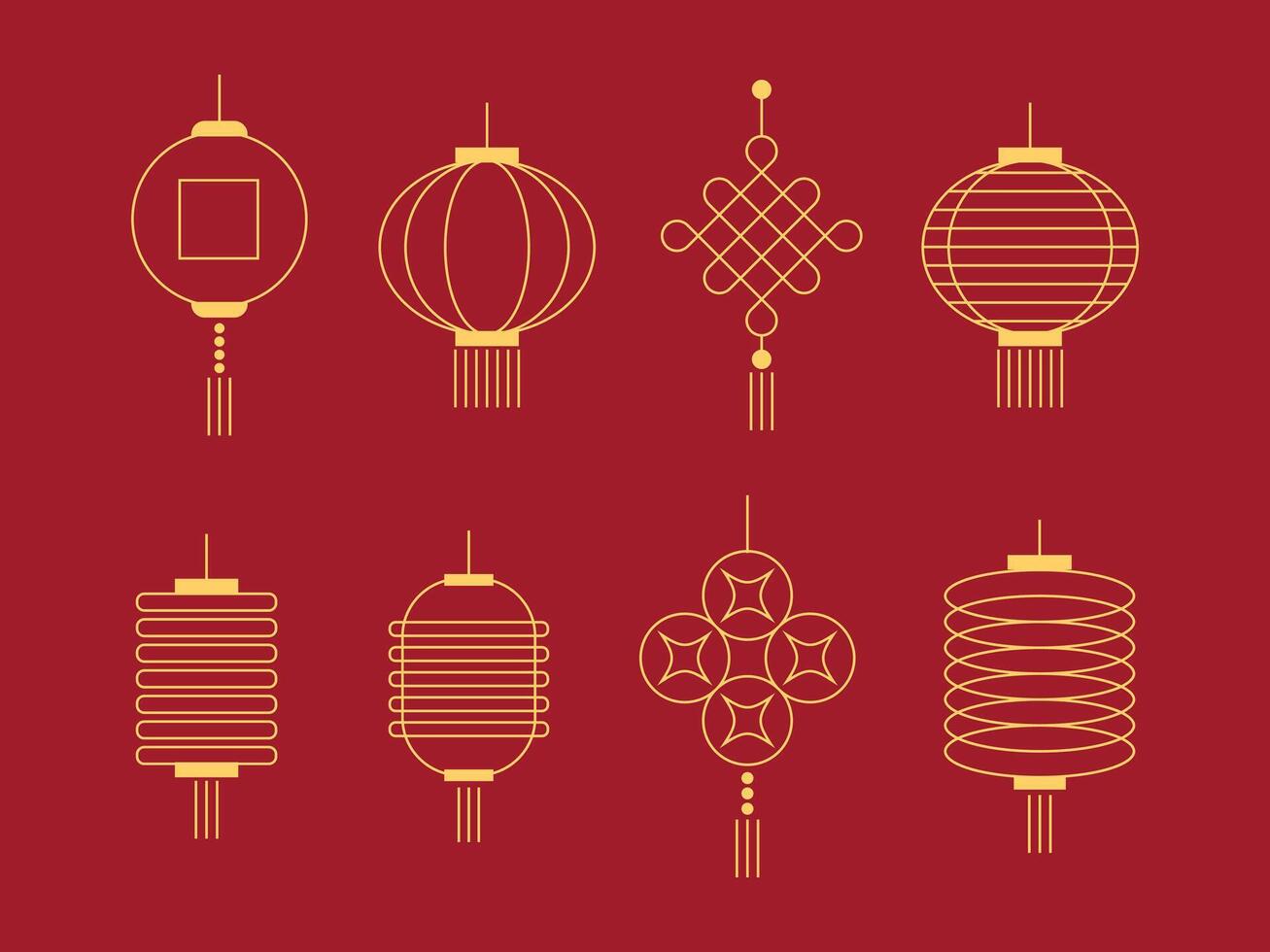 Happy Chinese New Year Lanterns. Asian Lunar New Year holiday decoration . vector