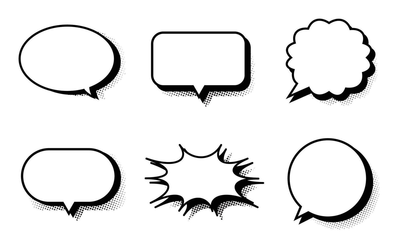 Blank empty comic speech bubbles set. . vector