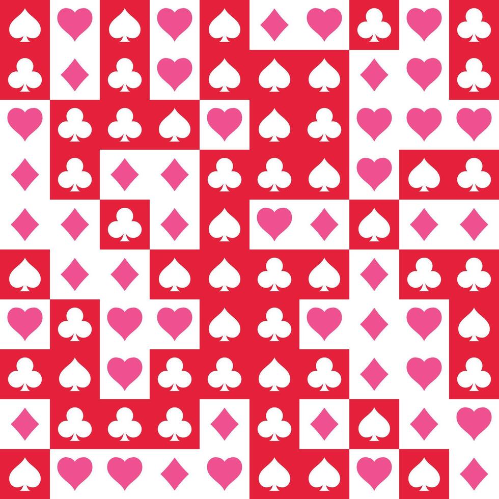 Abstract pattern background with playing card suits. Hearts, Spades, Diamonds, Clubs. . vector
