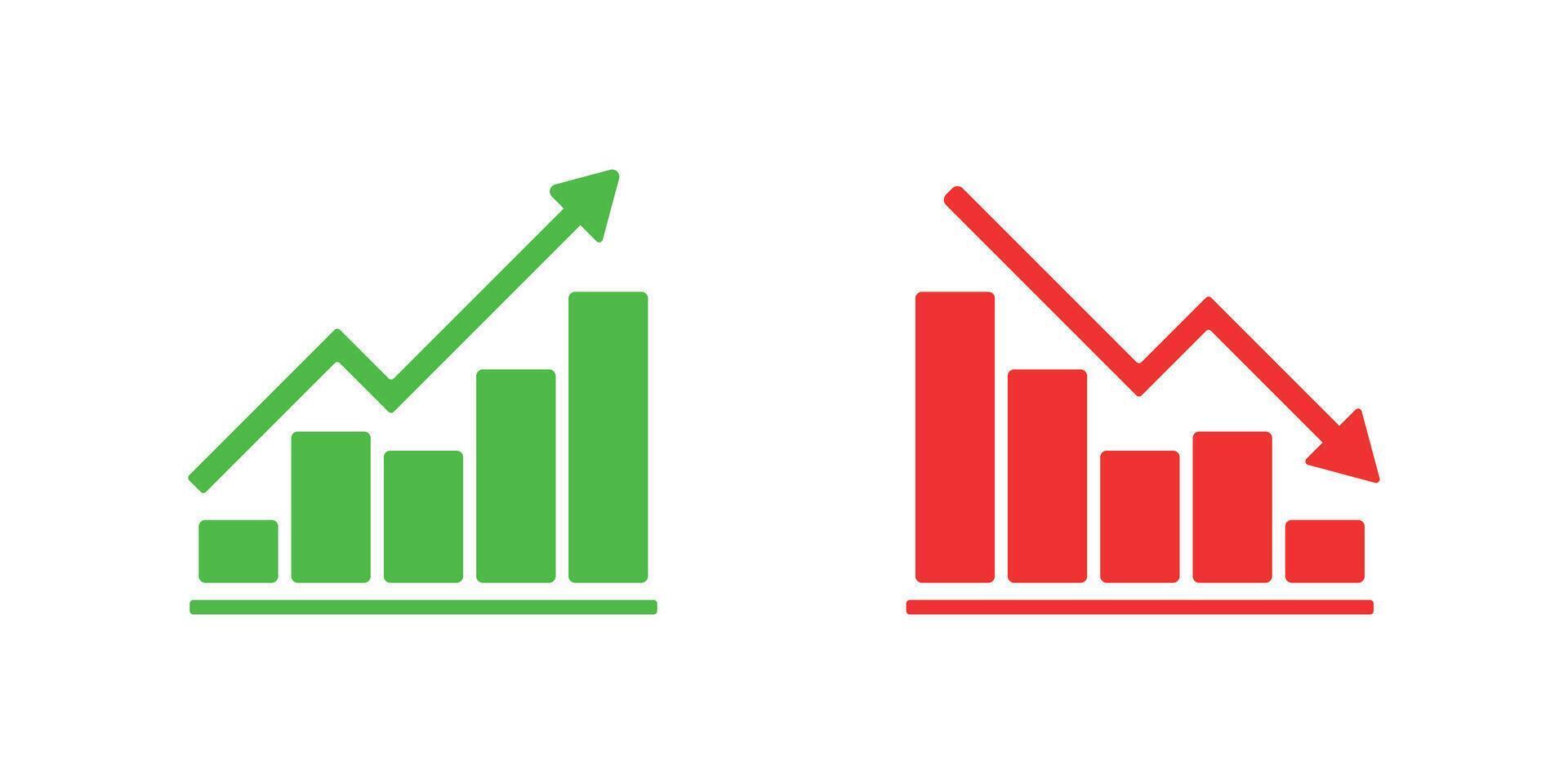 Finance Bar Graph Increasing Data Trends Icons. vector