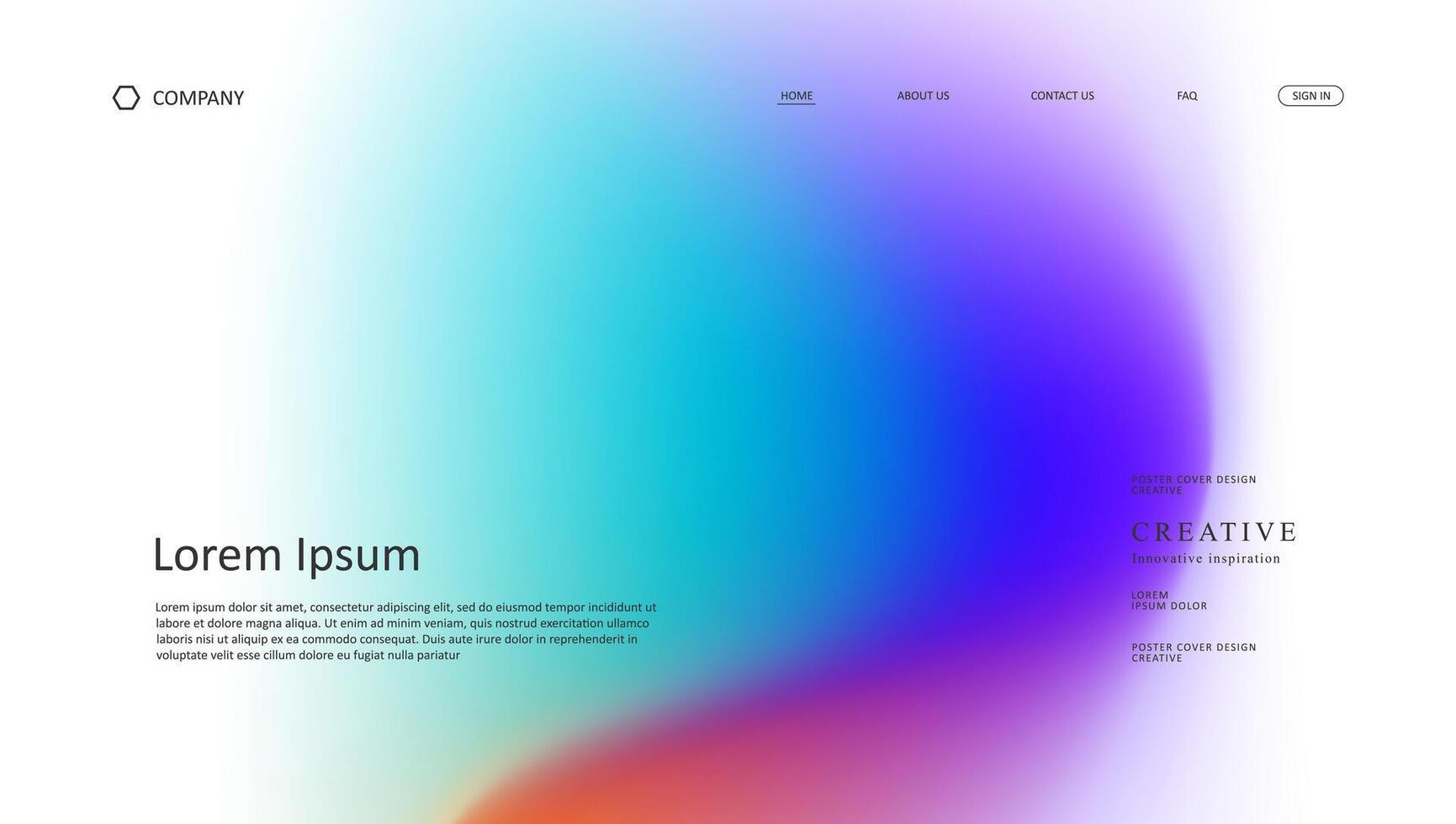 landing page with gradient mesh background vector