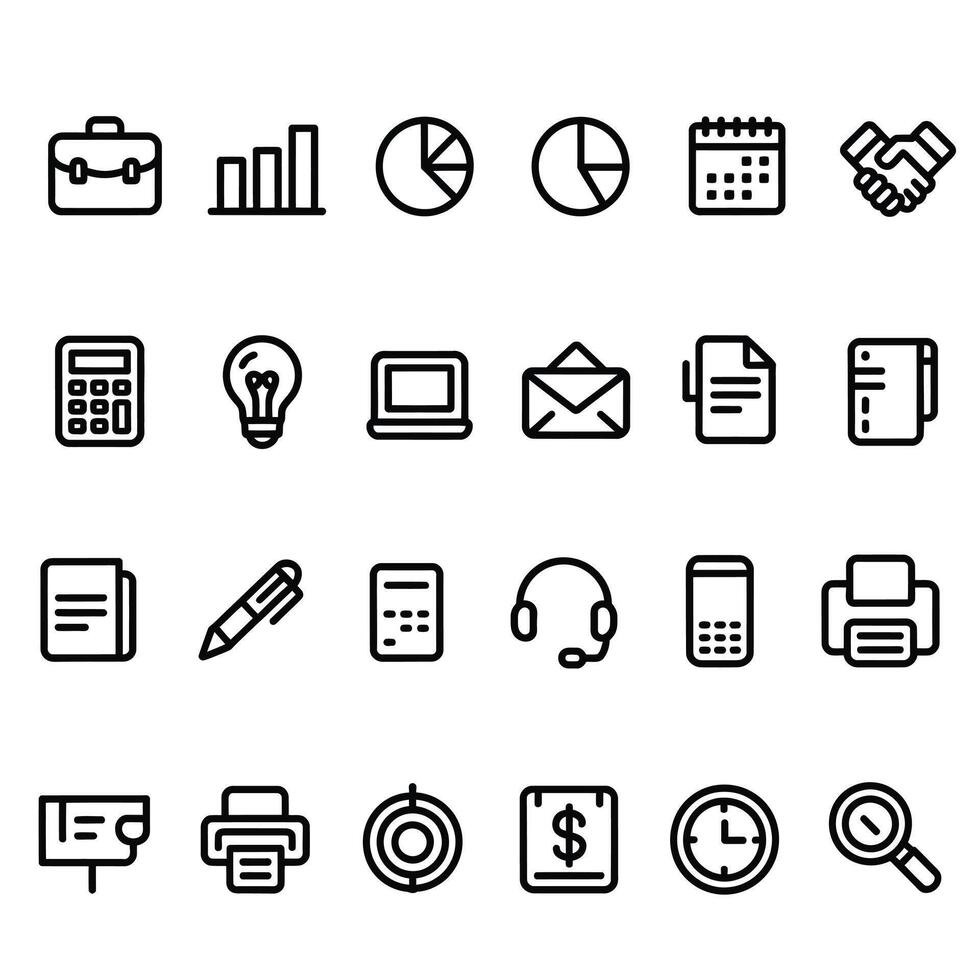 Collection of line icons for business and office vector
