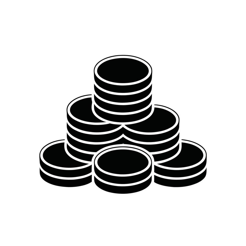 Stack of coins icon black and white illustration vector