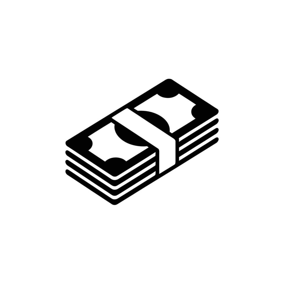 Isometric black and white stack of cash icon vector