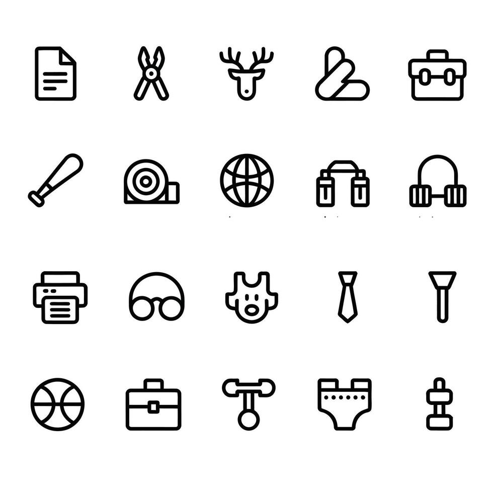 Collection of line icons for various objects vector