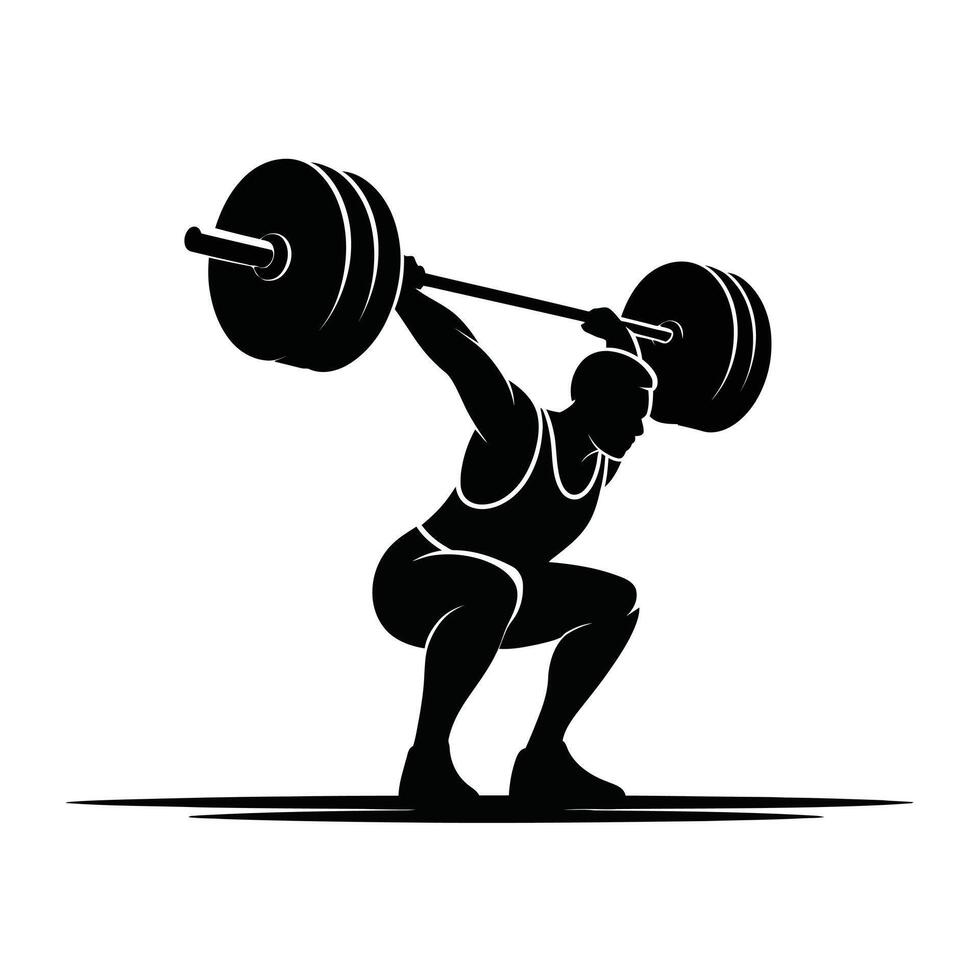 Weightlifter performing a clean and jerk vector