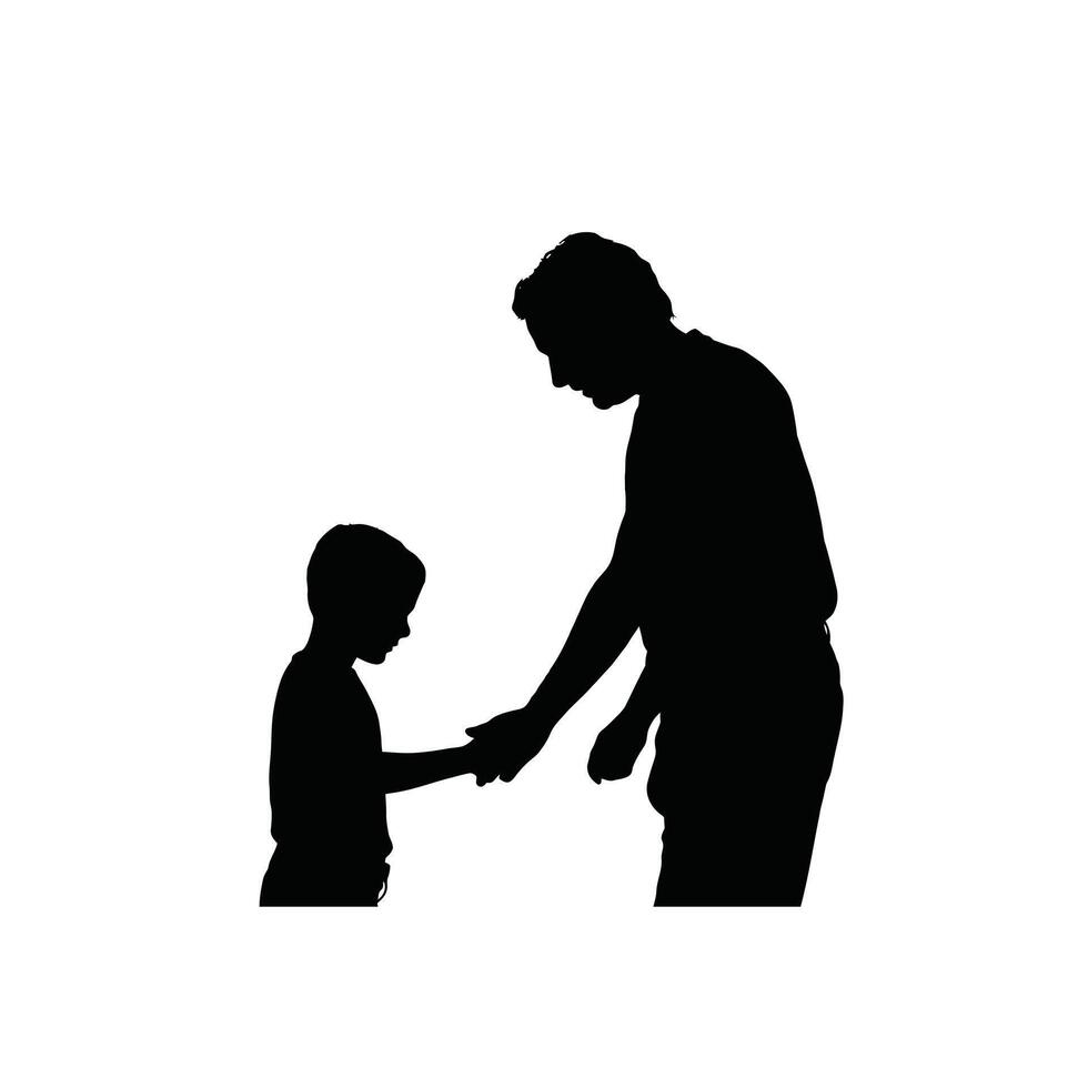 Father and son silhouette a tender moment vector