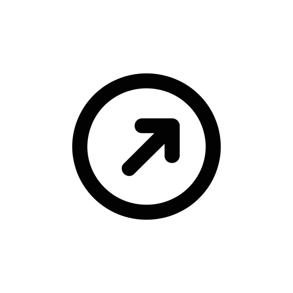 Simple upward diagonal arrow in circle icon vector