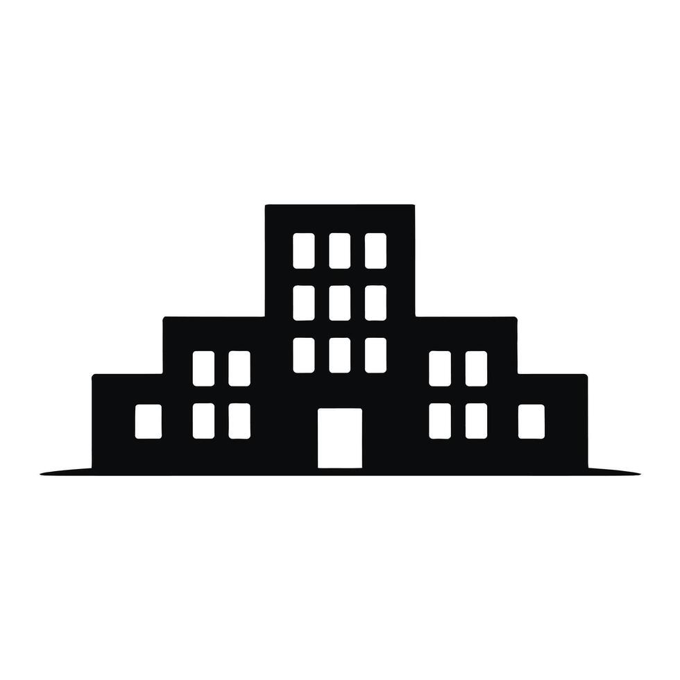 Simple black silhouette of a multi story building vector