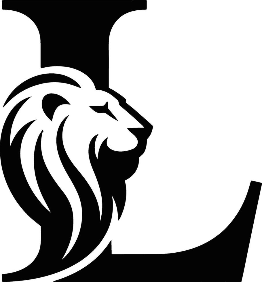 Majestic lion head design incorporated in letter l vector