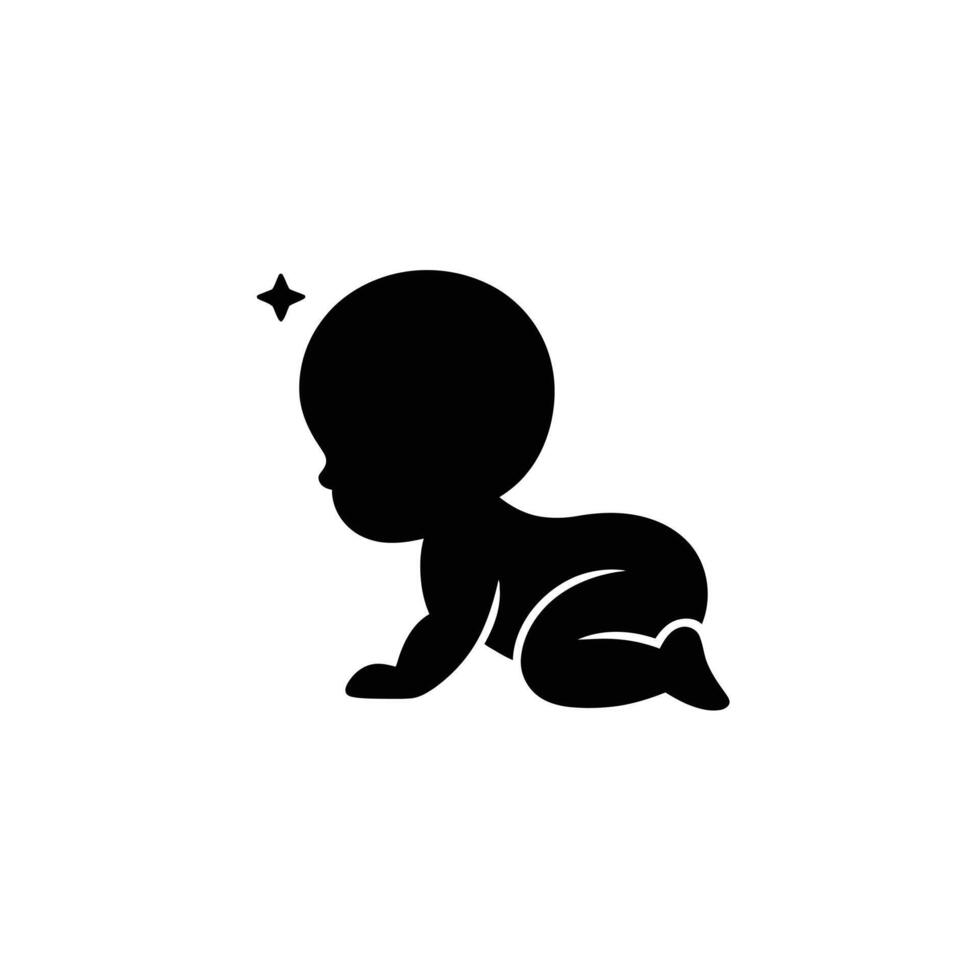 Baby crawling silhouette icon illustration vector