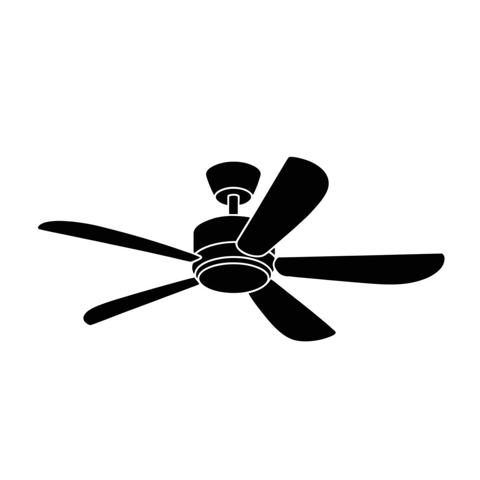 Five blade ceiling fan silhouette image vector