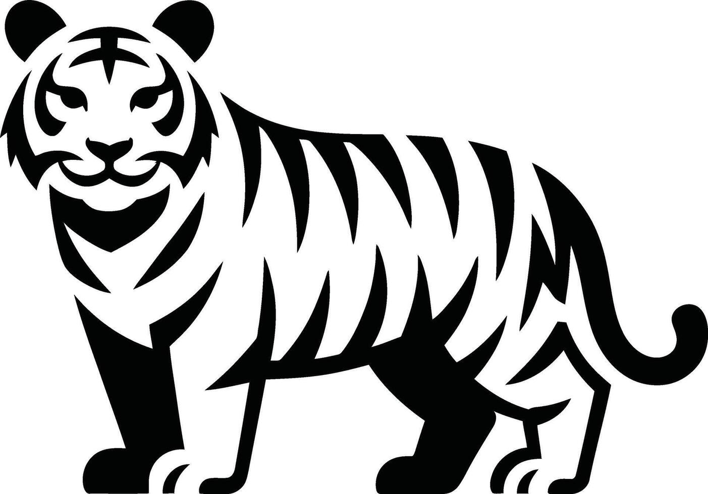 Stylized tiger illustration monochrome design vector