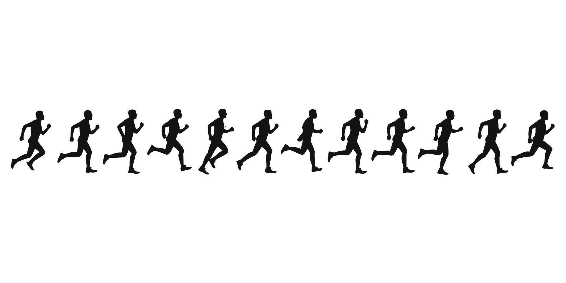 Silhouette series of a runner in motion vector