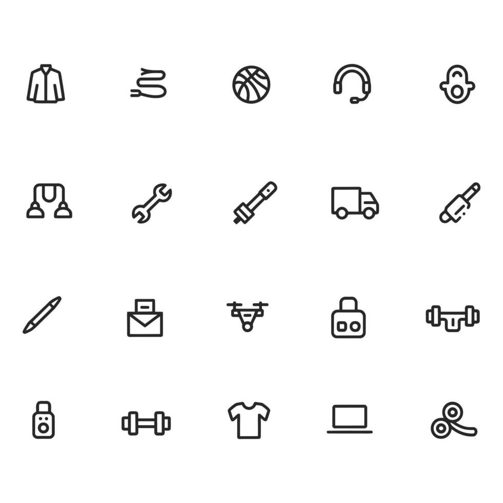 Collection of line icons for various items vector