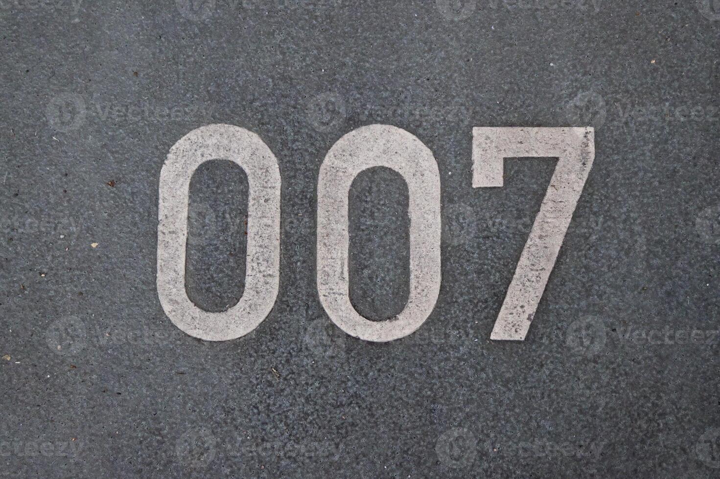 Mysterious Number 007 on Gray Surface for james bond parking lot photo