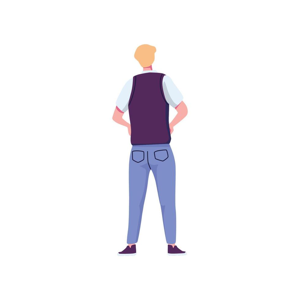 A man in a vest and jeans standing with his hands on his hips vector