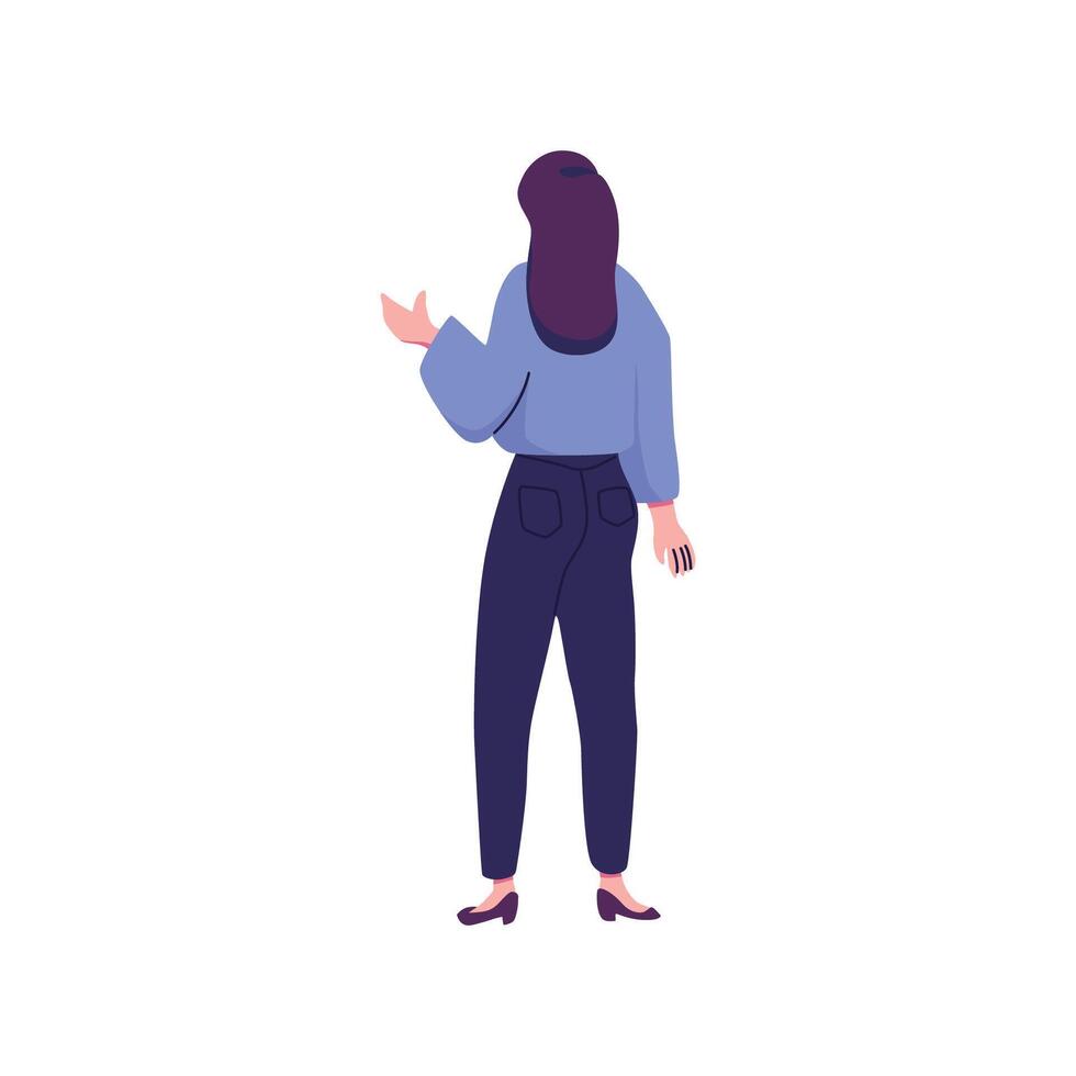 A woman is standing with her hands out vector