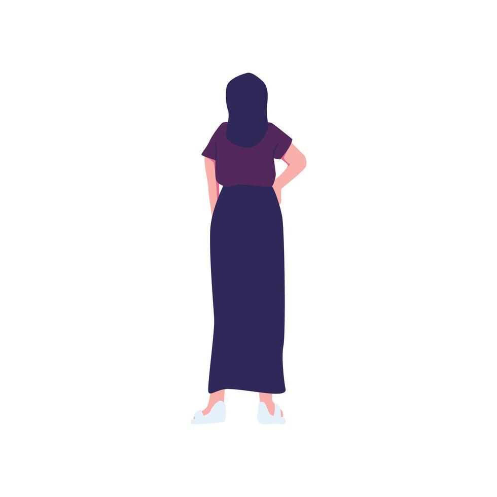 A woman in a long dress standing with her hands on her hips vector