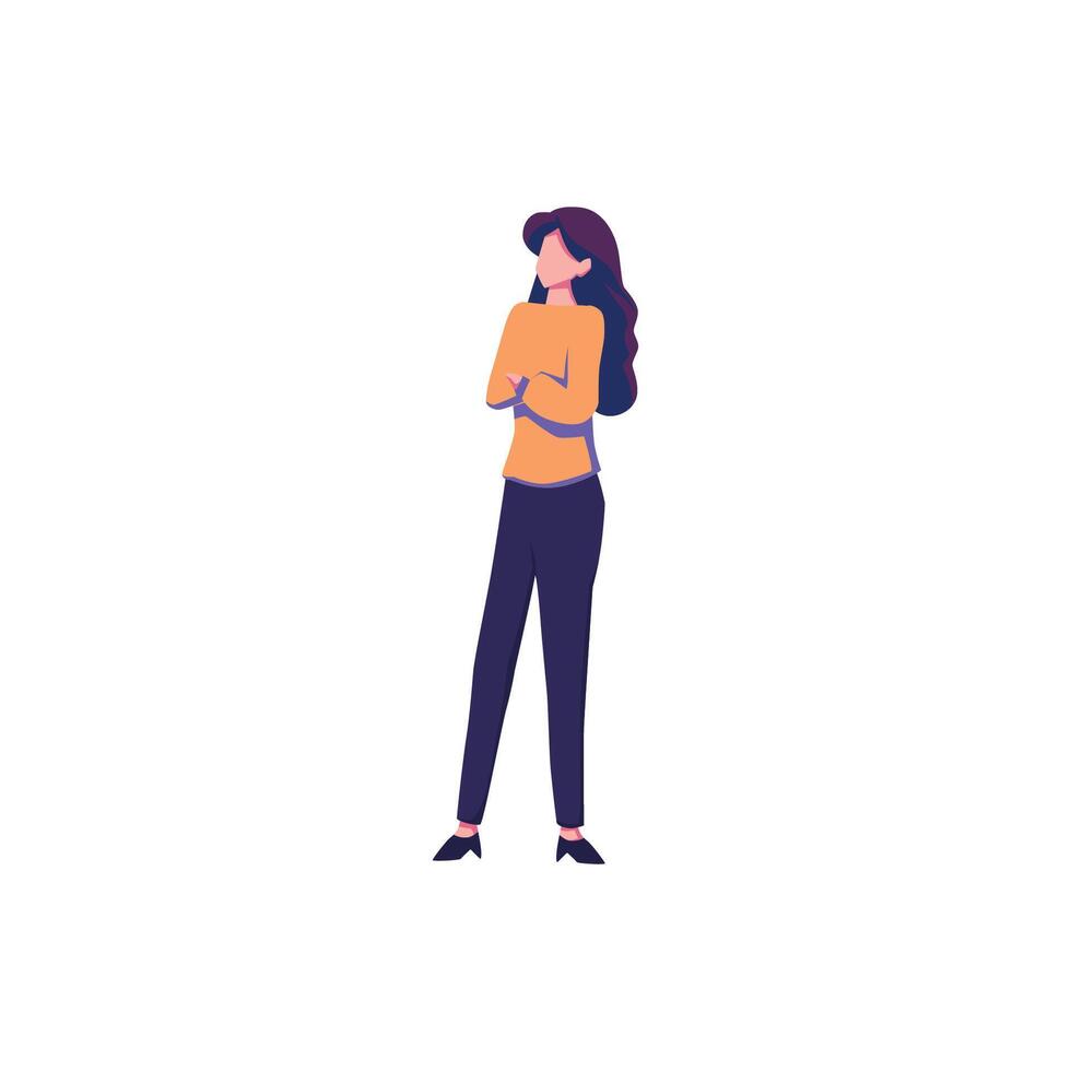 A woman standing with her arms crossed vector