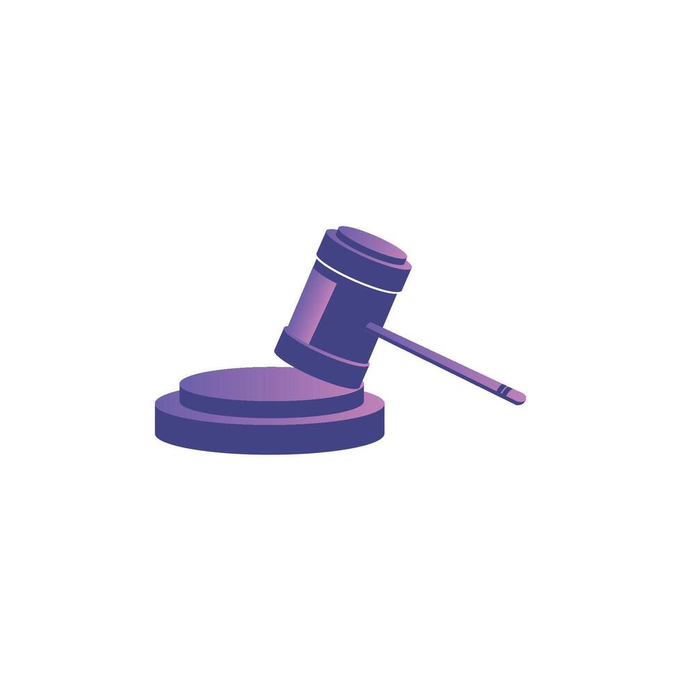 A purple hammer and gavel icon on a white background vector