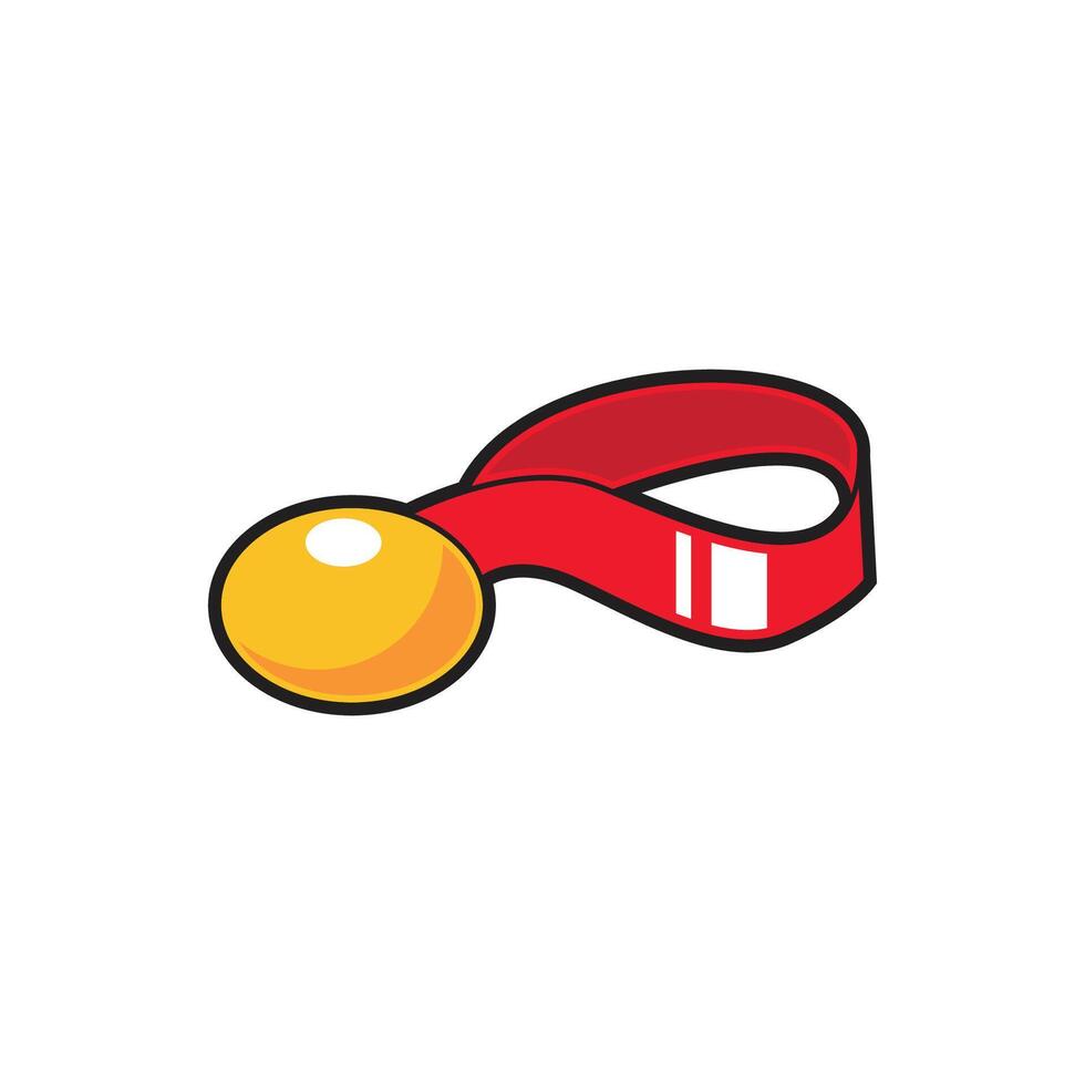 A red ribbon with a gold medal on it vector
