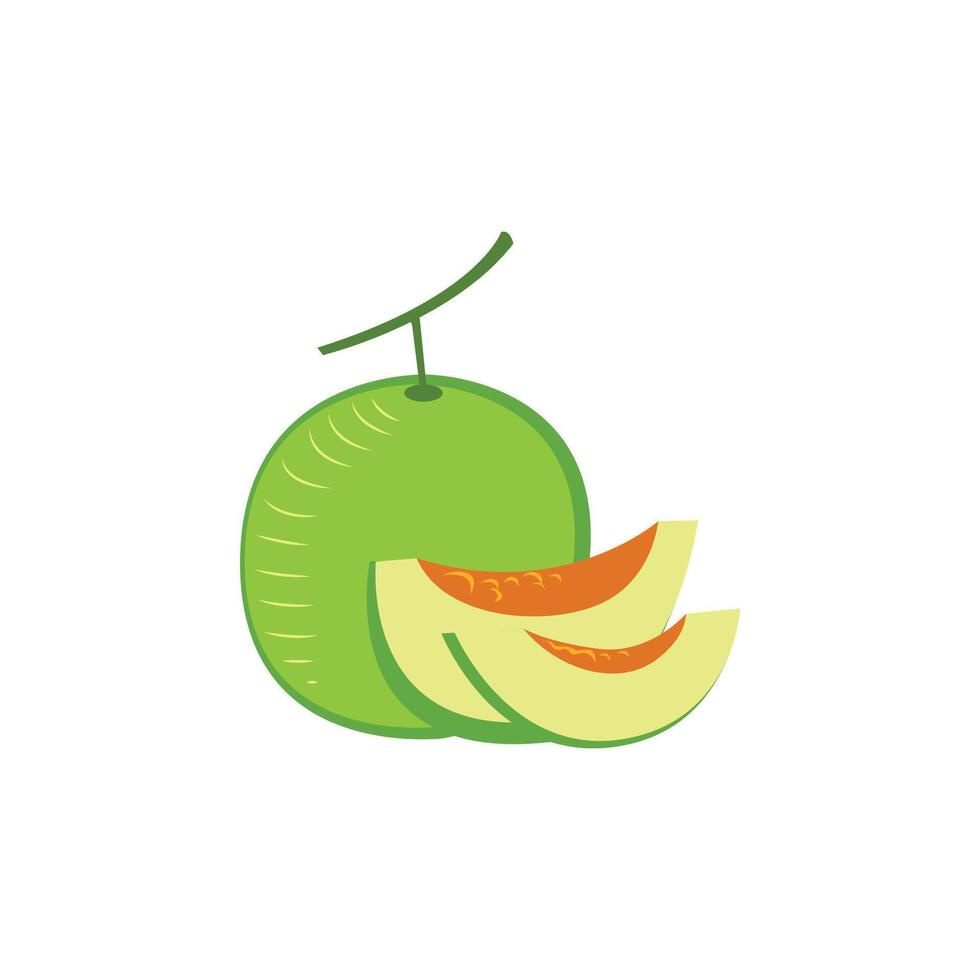 A green apple and a slice of melon vector