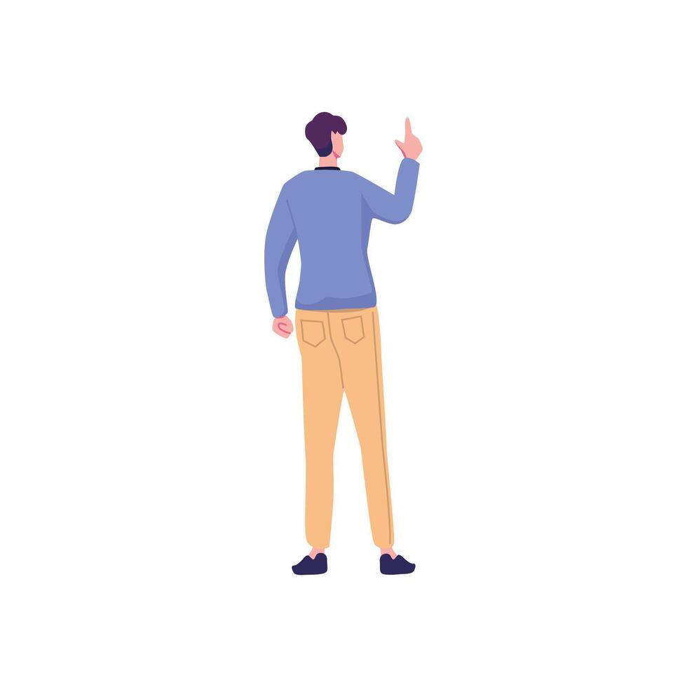 Man pointing finger at something, illustration vector