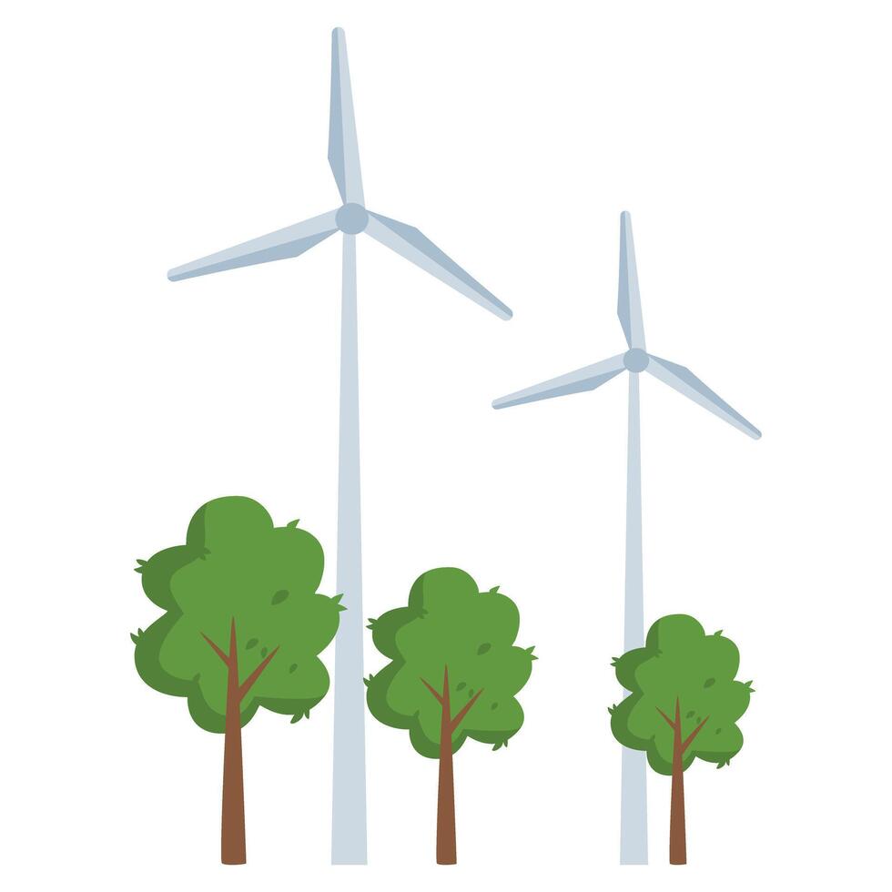 energy producing wind turbines icon cartoon vector