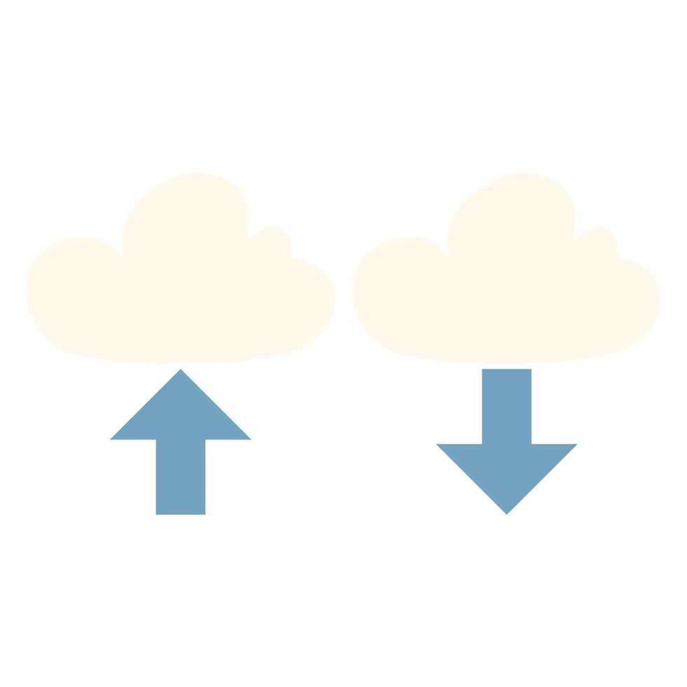 Upload cloud arrow and download symbol isolated black background, computer server and web storage concept vector