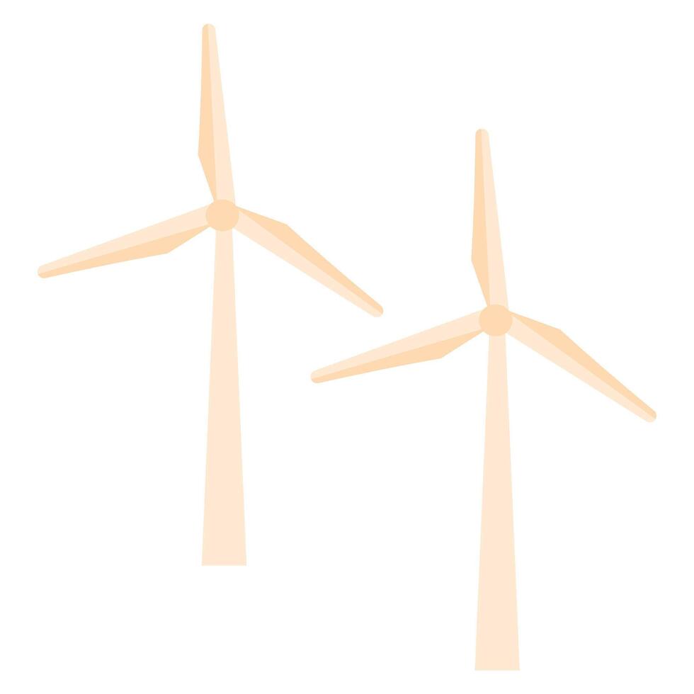 Rotating wind turbines animation. Wind turbines renewable energy concept. Green energy electricity concept vector