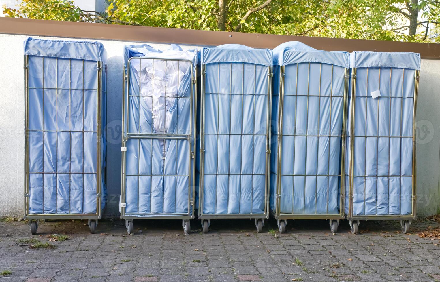 Five Covered Carts from a hotel on Wheels in Outdoor Setting photo