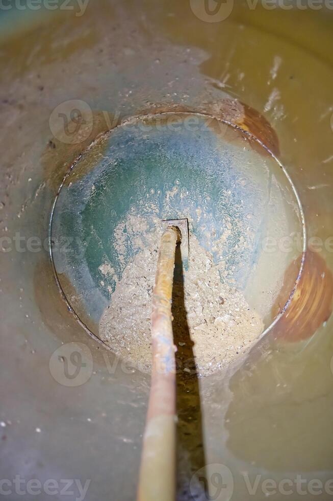 Inside View of a Cylindrical Container with Pipe which was a hot water Boiler in 1990s photo