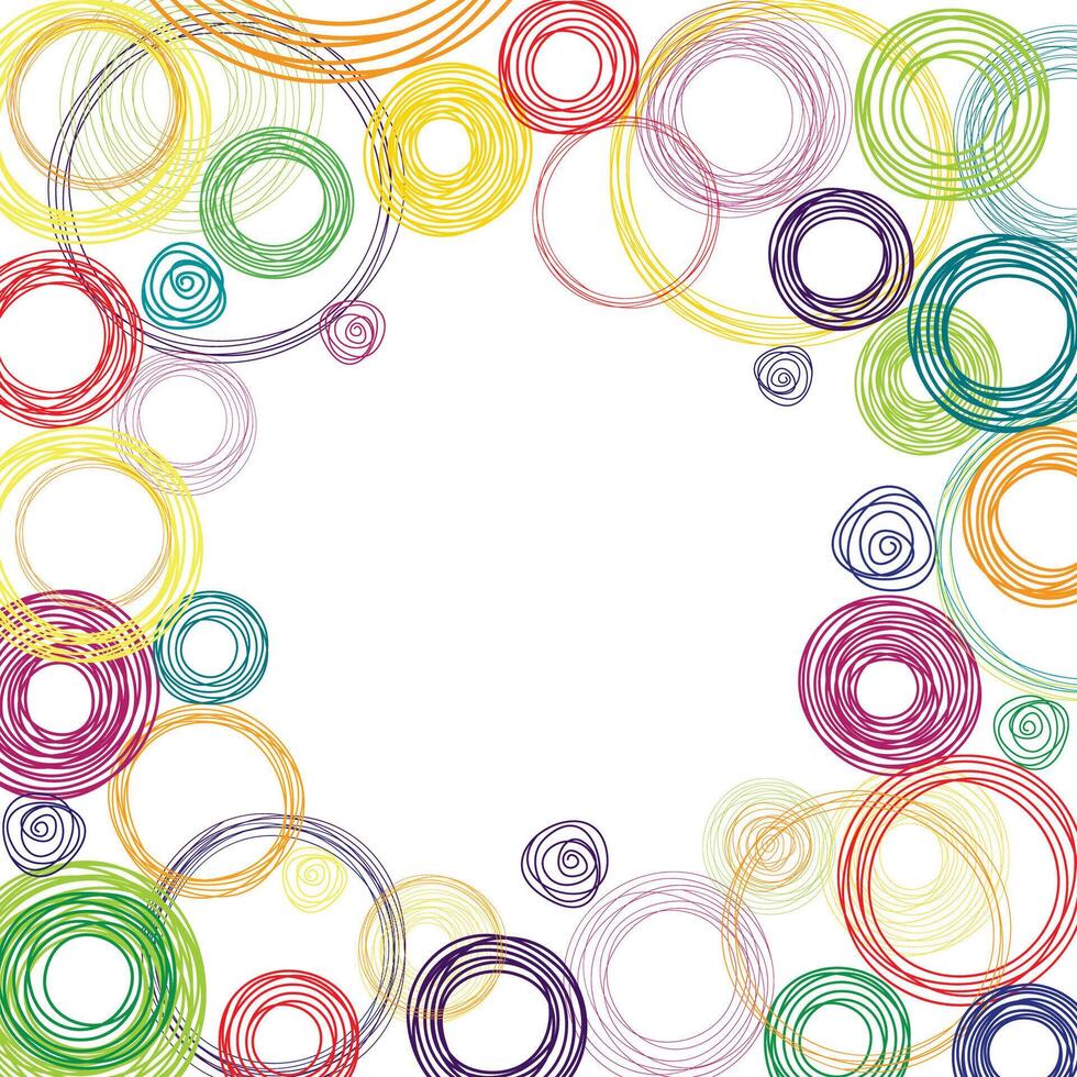 Abstract white background with multicolored rainbow circles vector