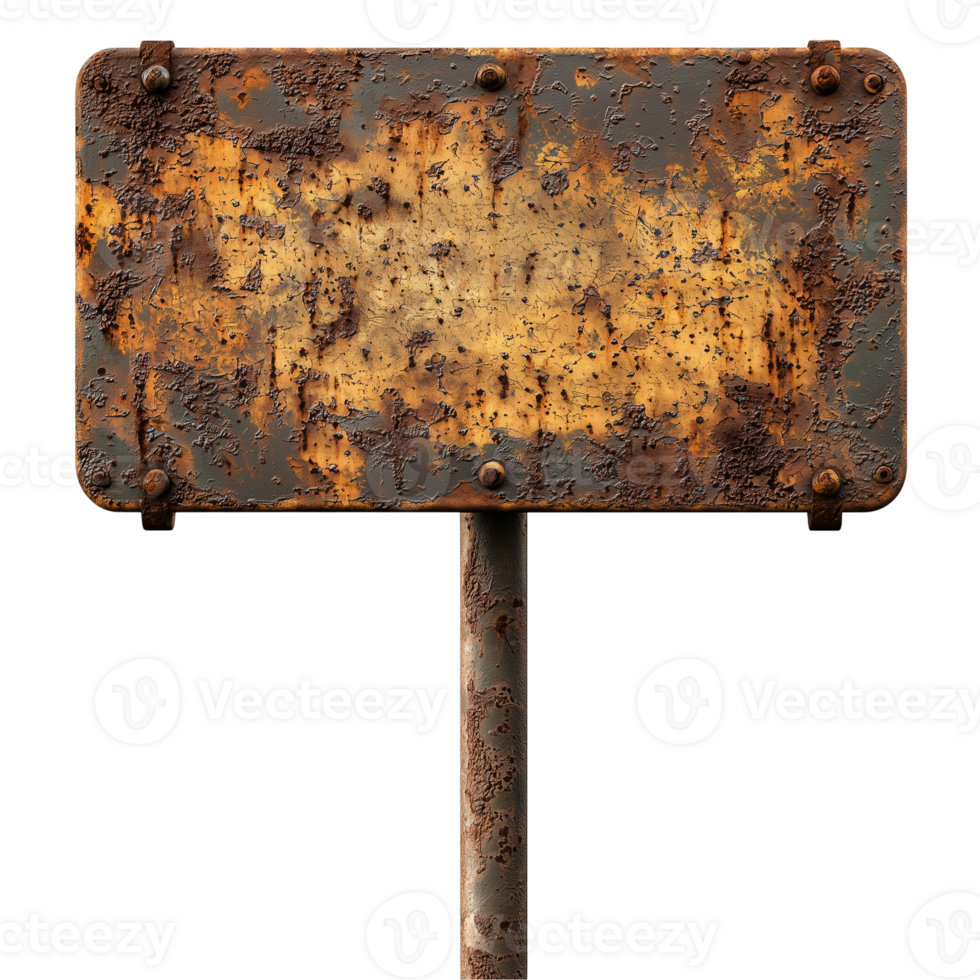 Old rusted metal sign texture background for grunge design element art isolated on transparent background png